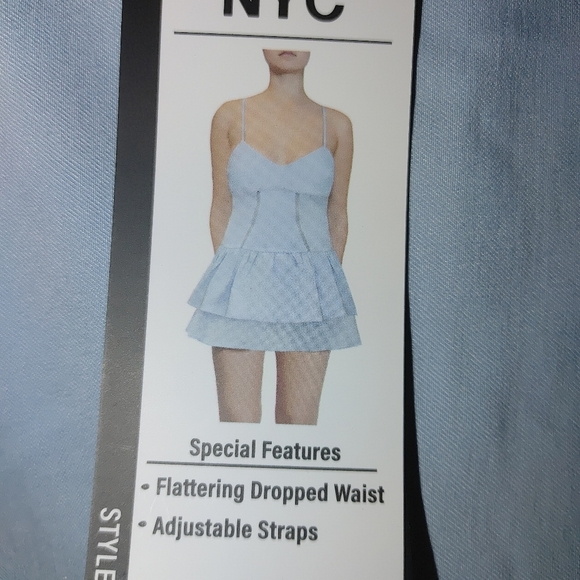 Madden NYC Light Blue Tiered Dress, Size Medium - Picture 3 of 7